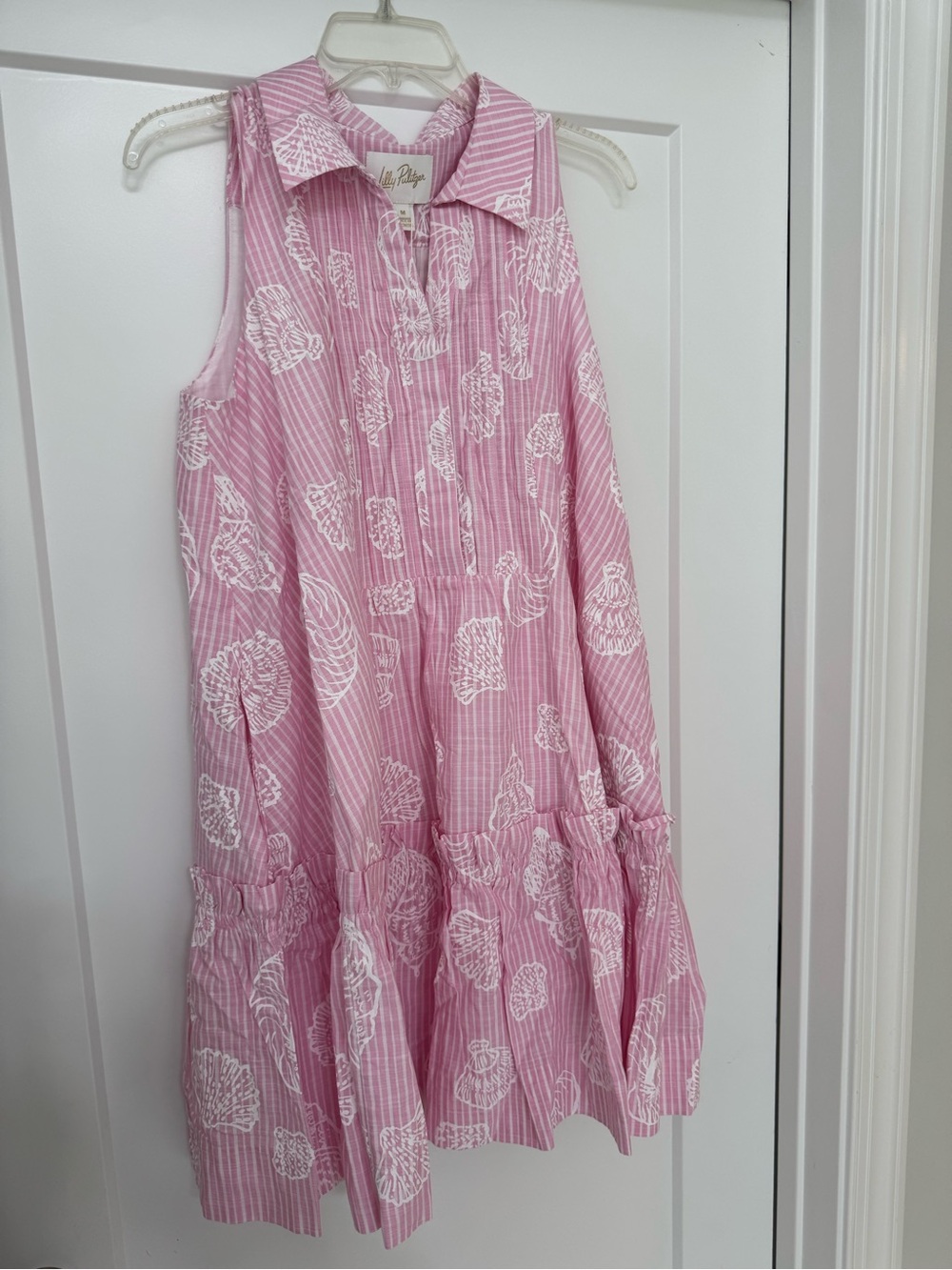 Lilly Pulitzer Pink and White Striped Shell-Print Dress